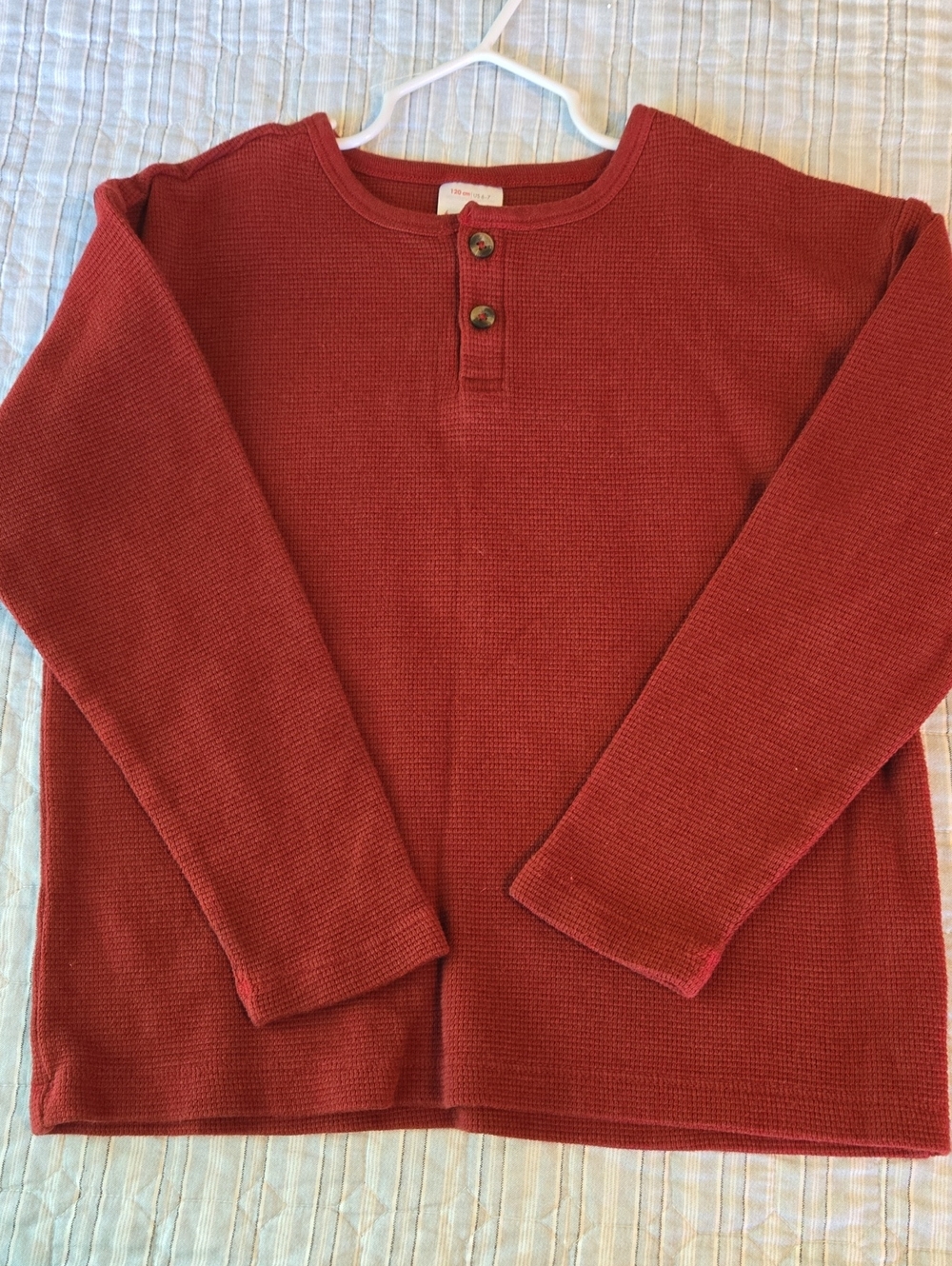 Hanna Andersson Men's Crewneck Henley Sweater - Brick Red
